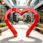 modern red heart metal sculpture