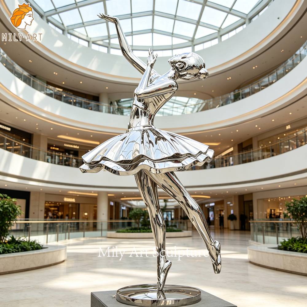 modern stainless steel ballet dancer sculpture