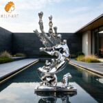 outdoor metal wave sculpture