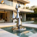 outdoor stainless steel water droplet sculpture