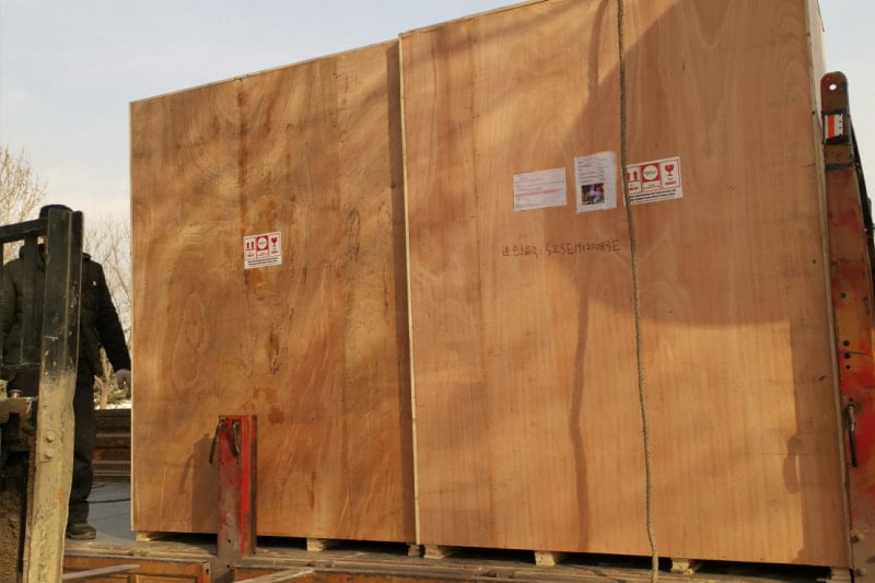 Export packaging -- custom wooden crates prepared for sea freight shipping