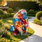painted geometric gorilla statue for garden