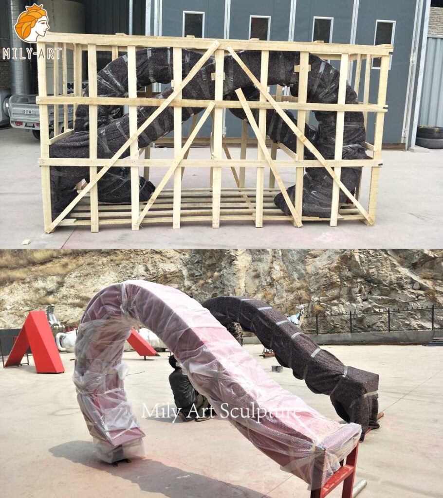 red heart sculpture securely packed