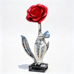 red metal rose sculpture for sale