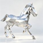 silver mirror geometric horse sculpture for sale