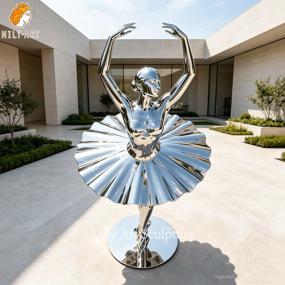 stainless steel ballet dancer sculpture outdoor display