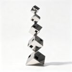 stainless steel geometric abstract sculpture cube for sale