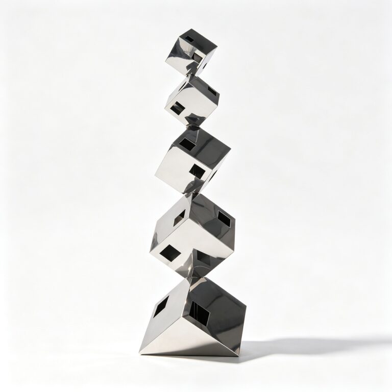 stainless steel geometric abstract sculpture cube for sale