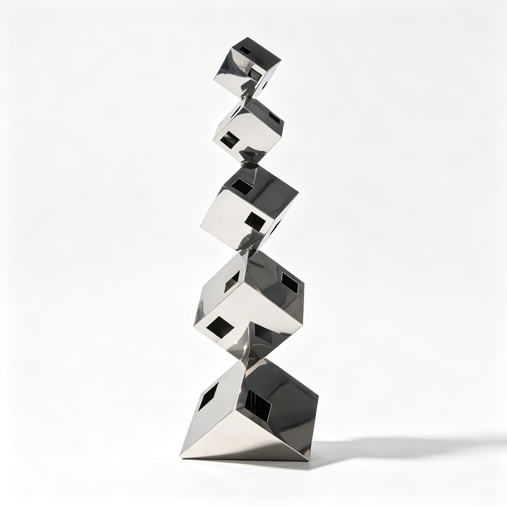 Stainless Steel Geometric Abstract Sculpture Cube ABS-008