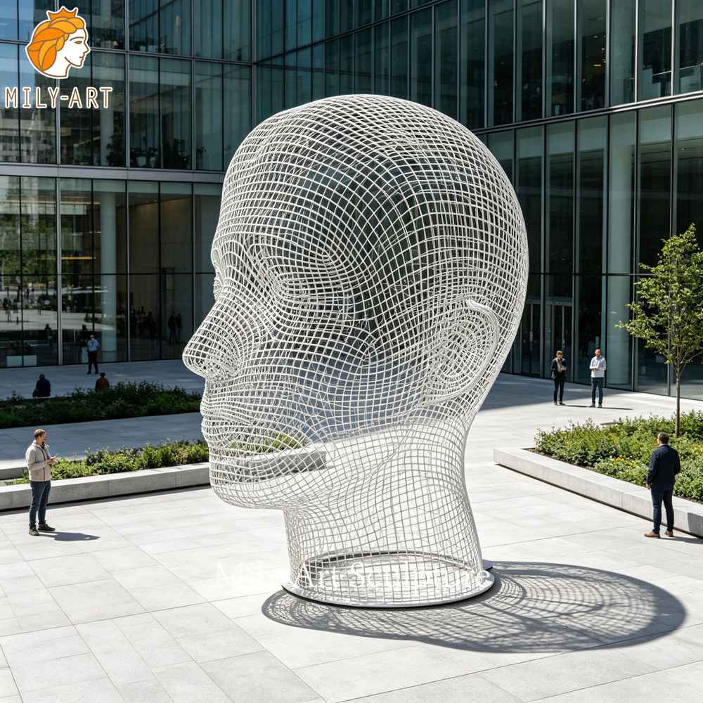 stainless steel head wire sculpture