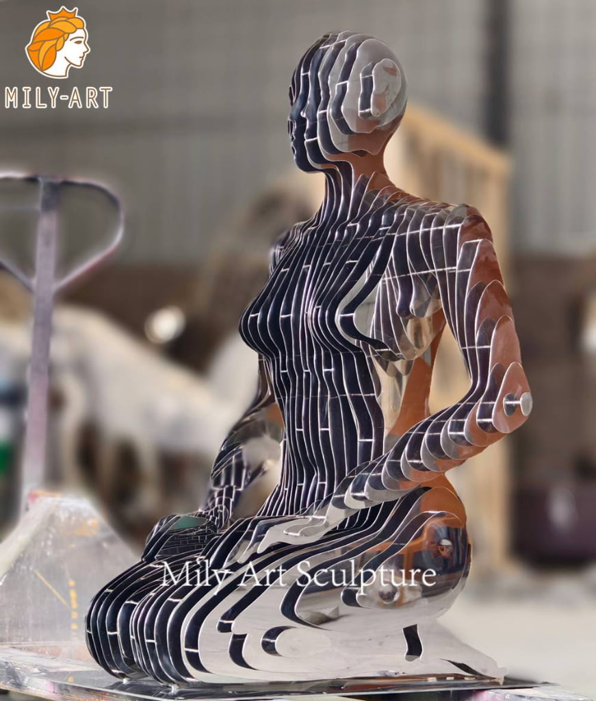 stainless steel kneeling woman sculpture production