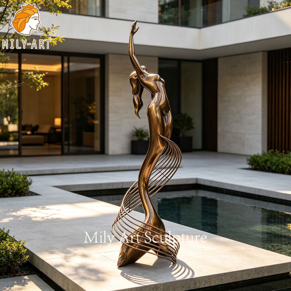 stainless steel mermaid sculpture display