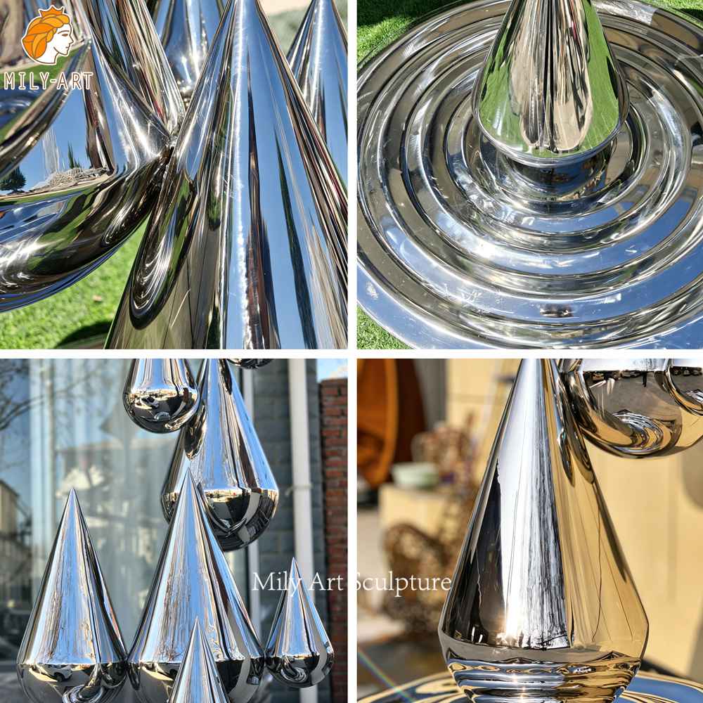 stainless steel water droplet sculpture detail