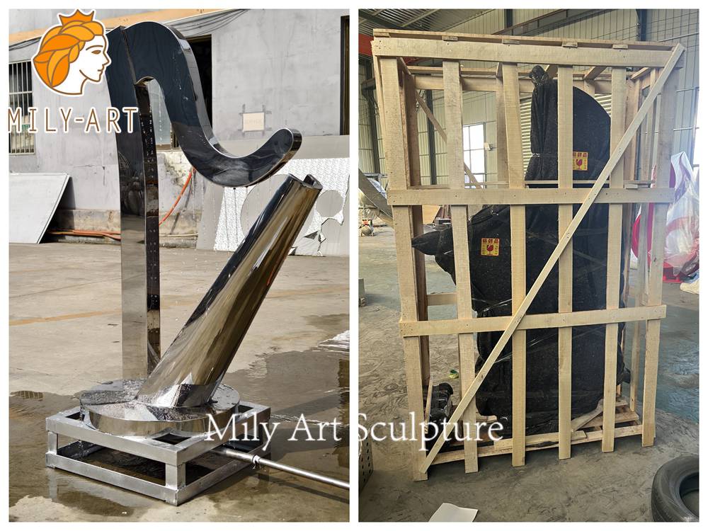 water flow test before shipping harp water fountain