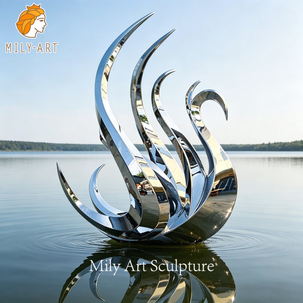 316 stainless steel swan sculpture