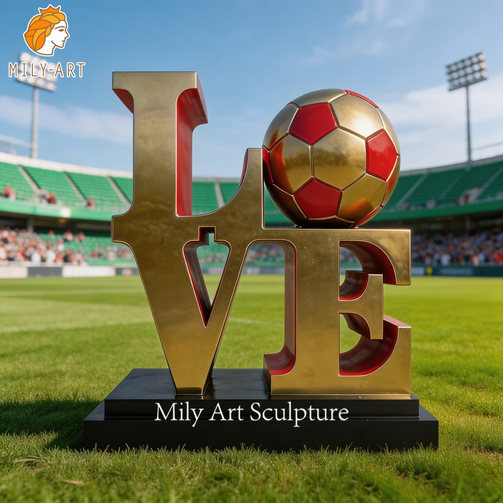 Gold Red Metal Love Letter Sculpture