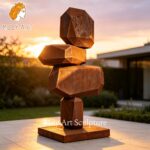 Large Corten Steel Stacked Rock Statue