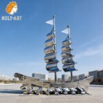 Large Stainless Steel Sailboat Sculpture