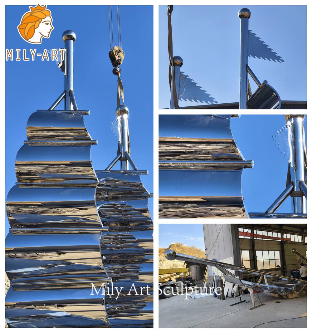 Metal Sailboat Sculpture Detail Closeup
