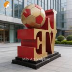 Stainless Steel Love Letter Sculpture with Soccer Design