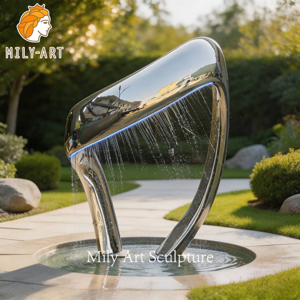 abstract water fountain sculpture