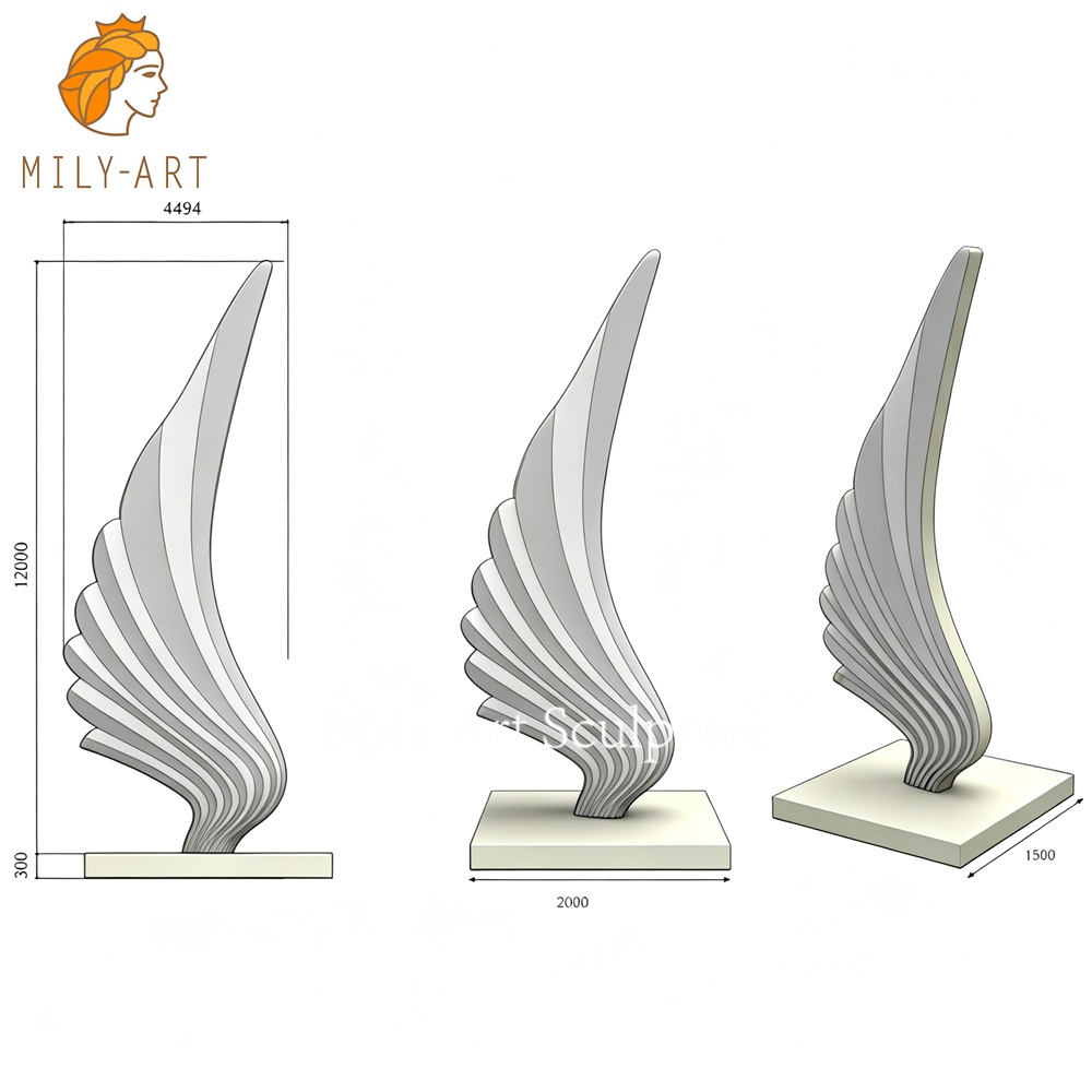abstract wing sculpture design concept drawing
