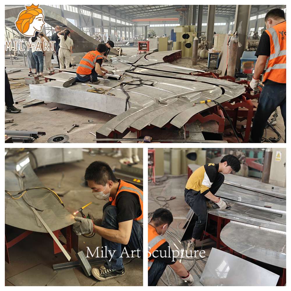 abstract wing sculpture fabrication process