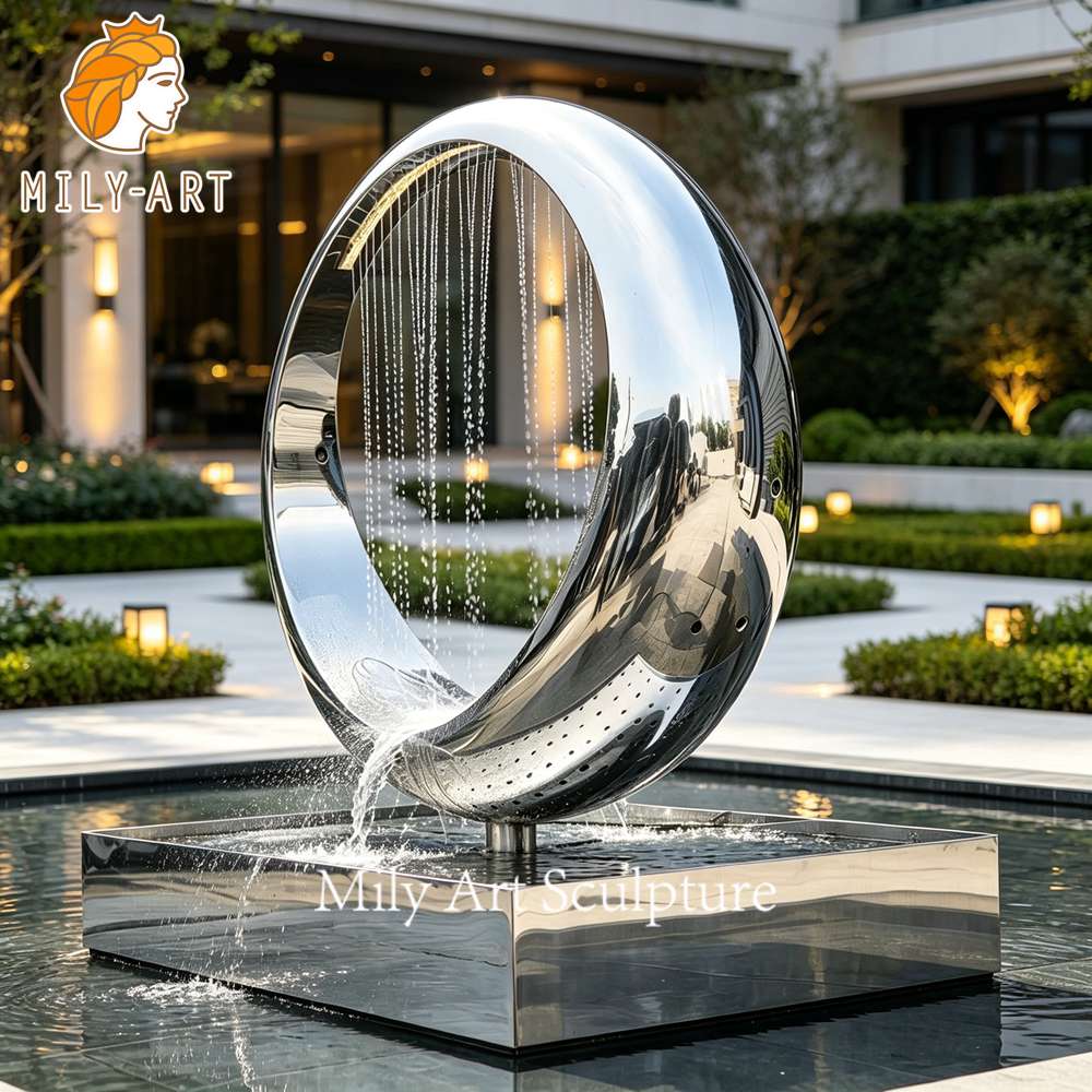 circle water fountain side view