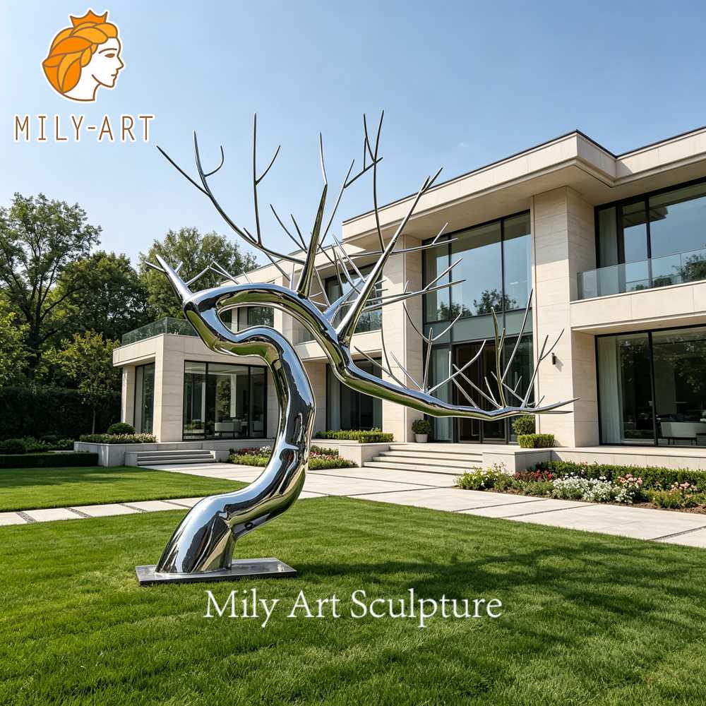 custom stainless steel tree statue