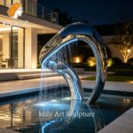 illuminated abstract water fountain outdoor