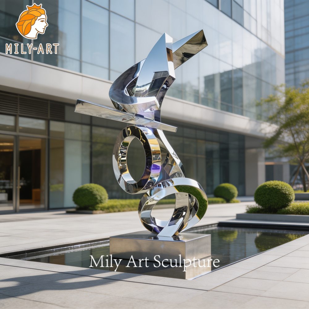 large abstract stainless steel sculpture