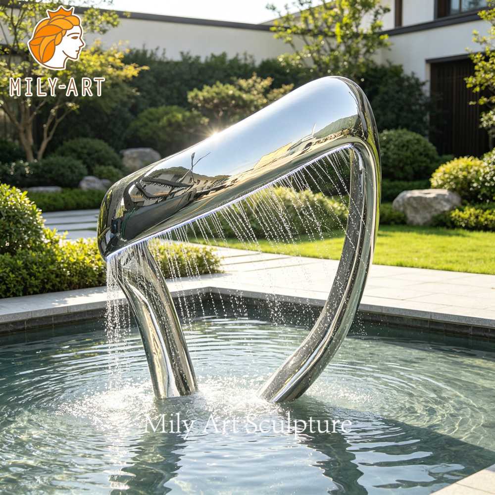 large abstract water fountain for garden