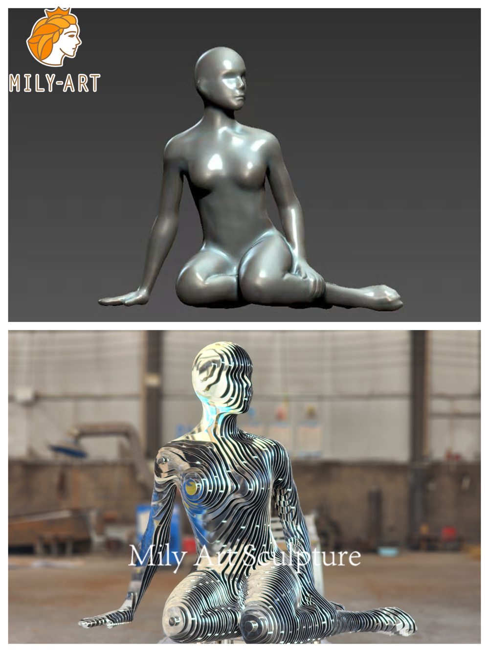 large stainless steel sculpture 3D model