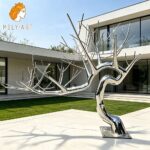 large stainless steel tree sculpture