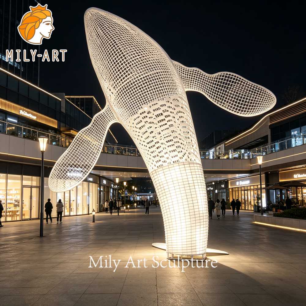 large wire whale sculpture