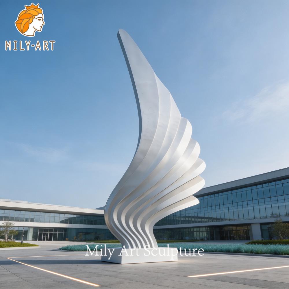 metal abstract wing sculpture