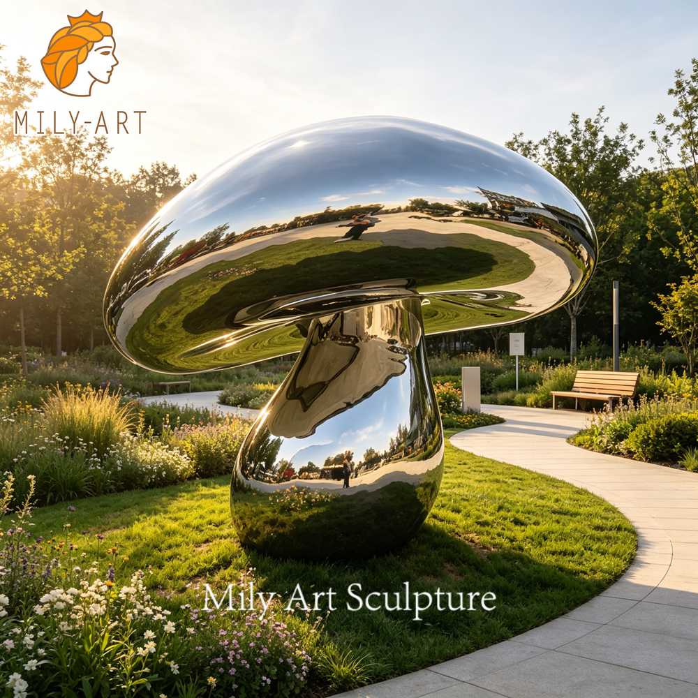 metal mushroom sculpture garden decor