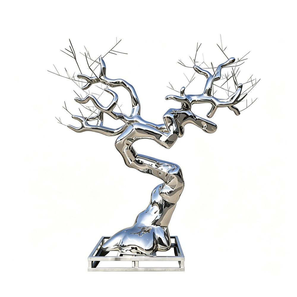 Large Mirror Polished Metal Tree Sculpture for Garden GAR-004