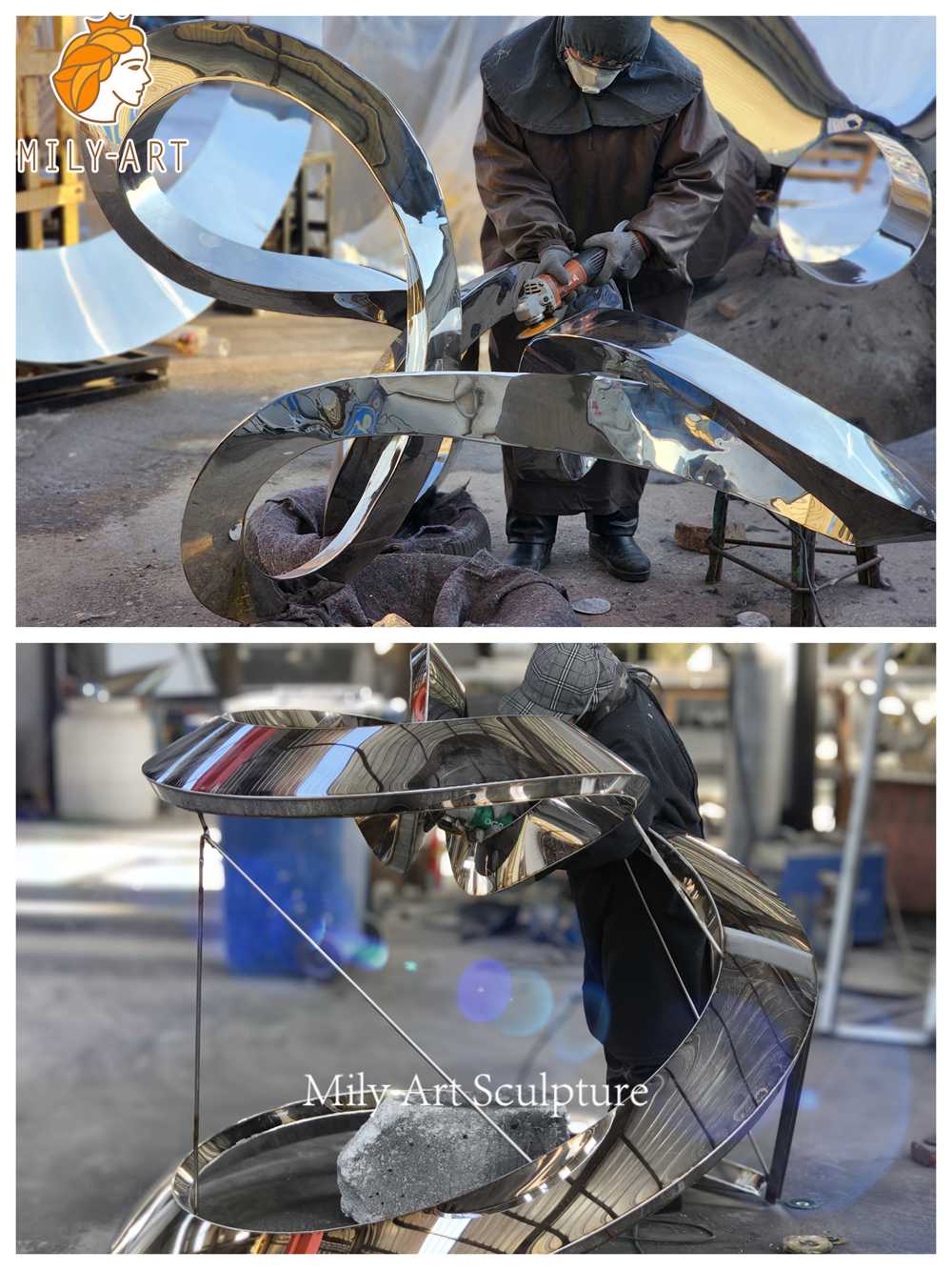 mirror polished stainless steel sculpture fabrication