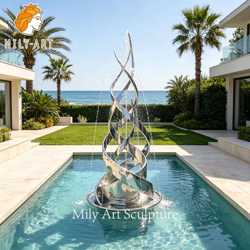 modern spiral water feature