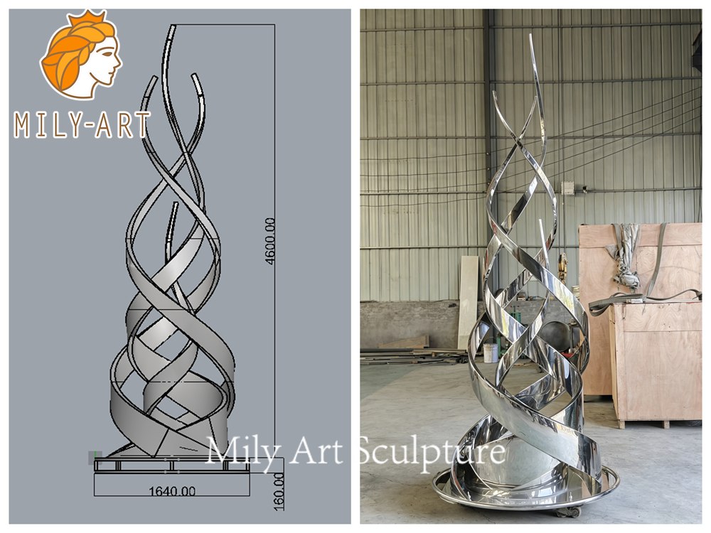 outdoor spiral water feature design drawing