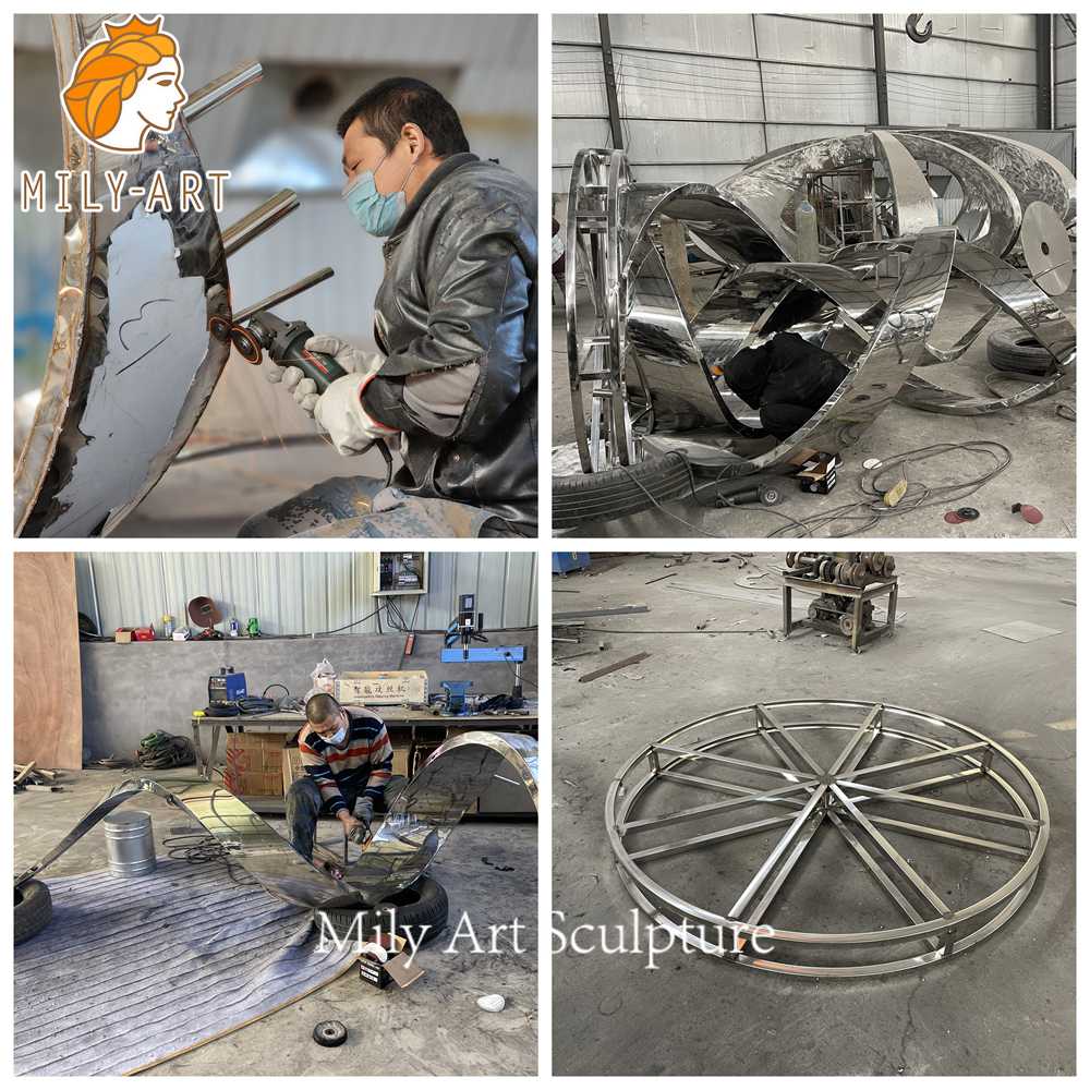 outdoor spiral water feature fabrication process