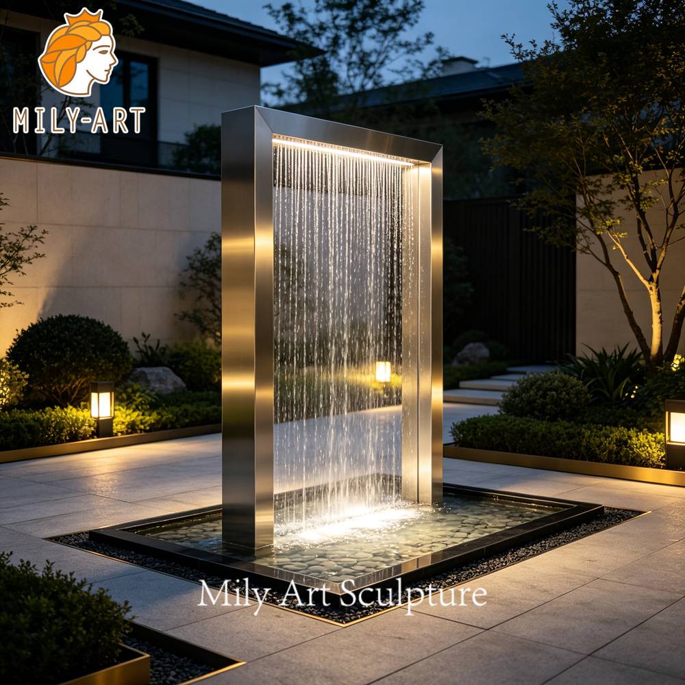 outdoor stainless steel rectangular fountain