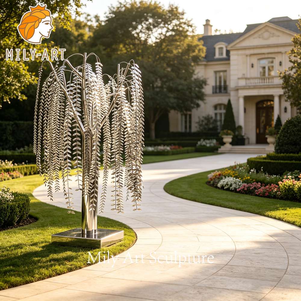 polished willow tree sculpture