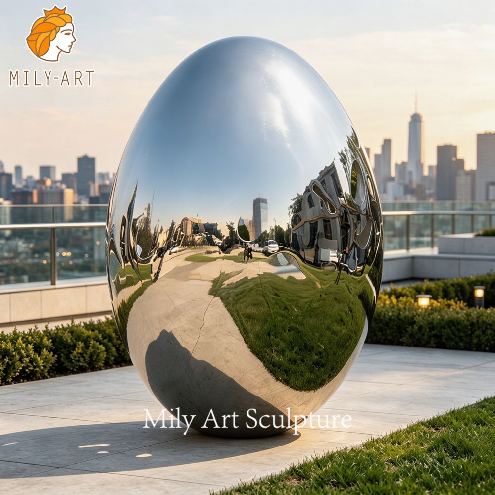 solid stainless steel giant egg sculpture