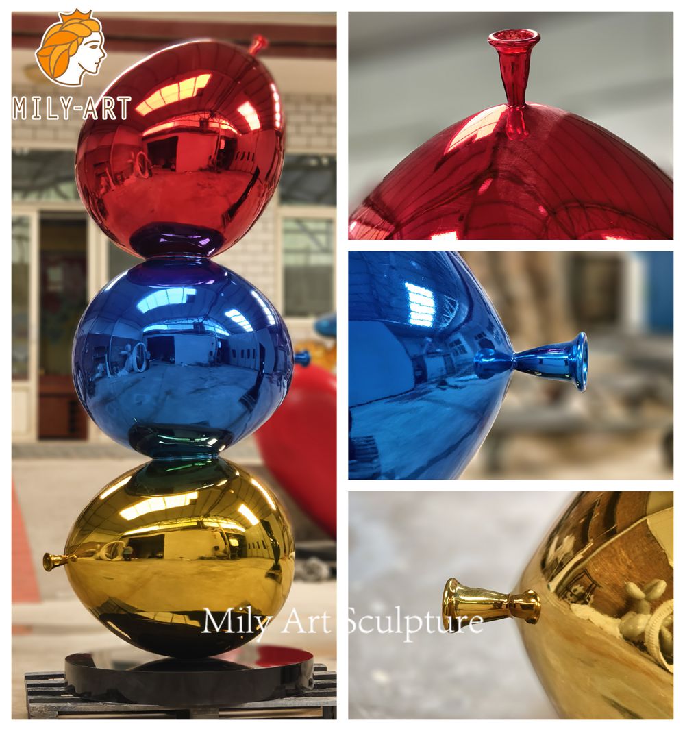 stacked metal balloon sculpture knot detail
