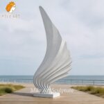 stainless steel abstract wing sculpture