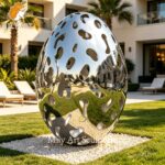 stainless steel egg sculpture garden