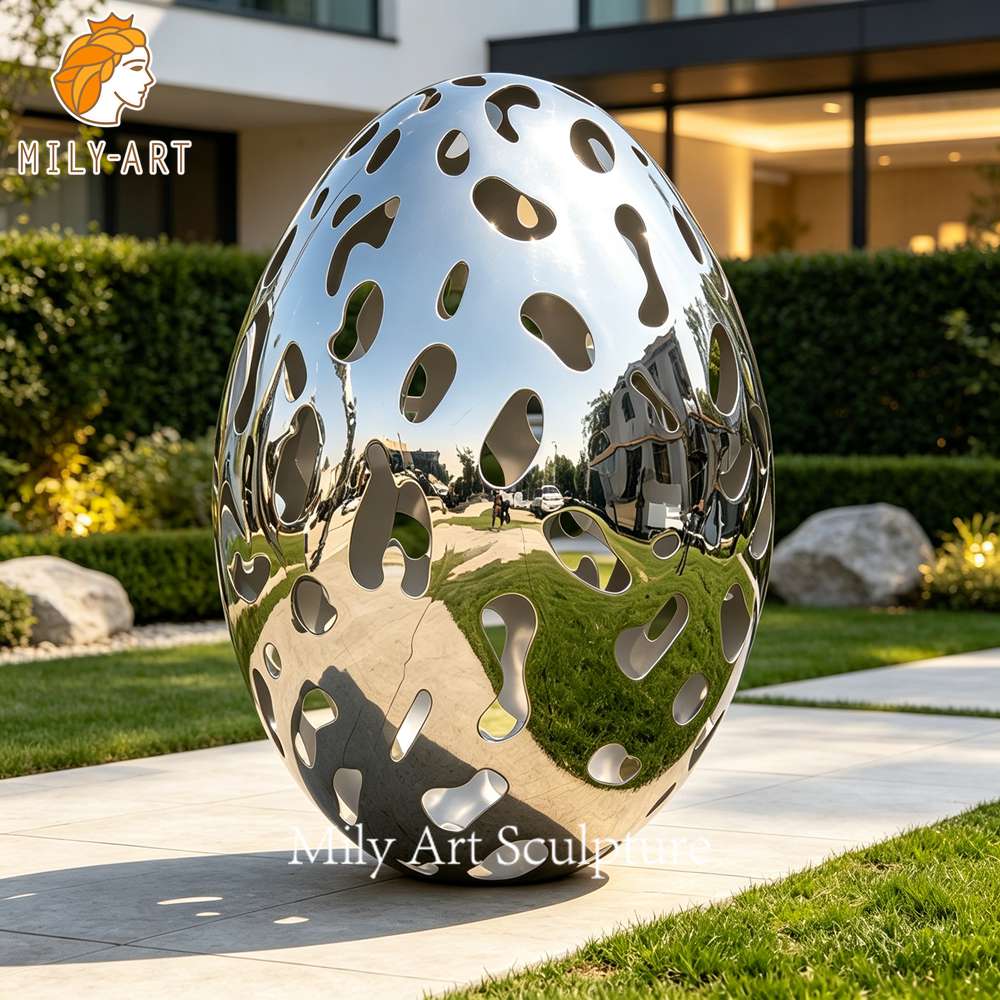 stainless steel giant egg sculpture