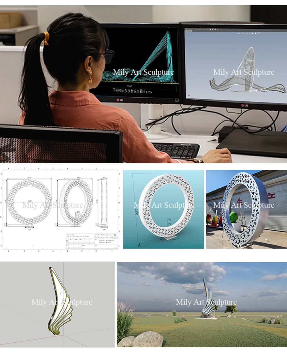 stainless steel sculpture 3D rendering preview
